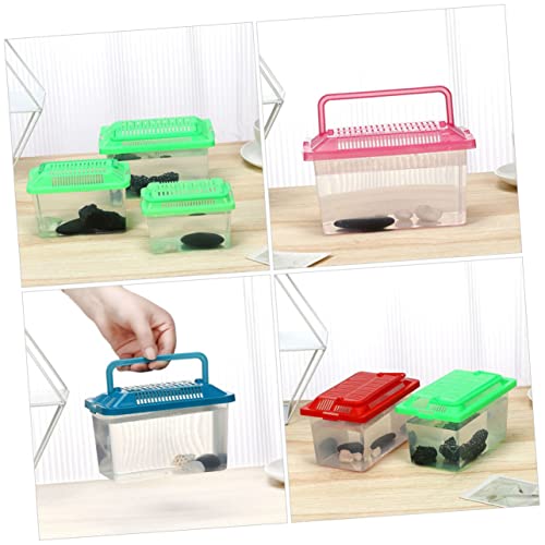 2Pcs Portable Fish Tank Handheld Aquarium Transparent Turtle Box for Reptiles Hamsters and Betta Fish Pet Carrier Container with Handle Random Color