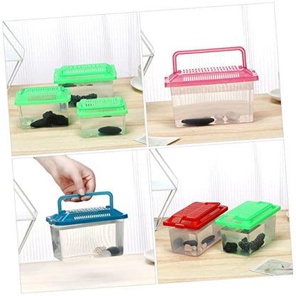 2Pcs Portable Fish Tank Handheld Aquarium Transparent Turtle Box for Reptiles Hamsters and Betta Fish Pet Carrier Container with Handle Random Color