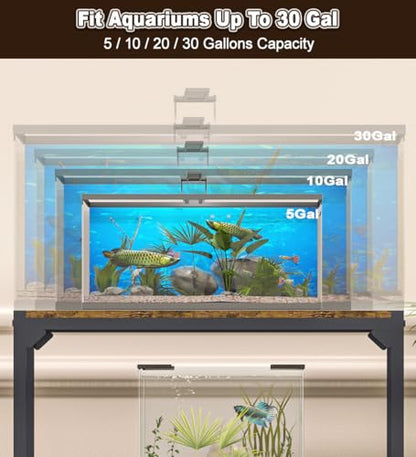 20-30 Gallon Aquarium Stand, Fish Tank Stand with Adjustable 3-Tier Storage Shelf, Heavy Duty Reptile Breeder Turtle Tank Terrarium Rack Table for Home Office, 30" L x 12" W x 32.2" H, Black