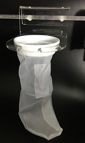 Marine Color Acrylic Prefilter Sock Holder with 4 Inch 200 Micron Filter Bag, Aquarium Sump Mount System, Reef Tank Filter Sock Bracket for Marine and Freshwater Filtration