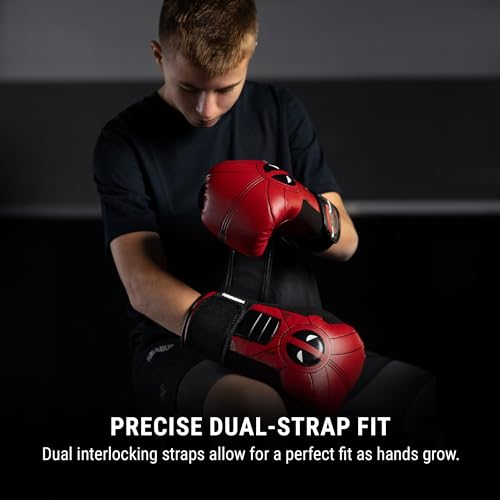 Hayabusa Marvel Hero Elite Boxing Gloves | Sparring and Training, Muay Thai Kickboxing, Fight Ready, Licensed Design, Padded Knuckle, 10oz 12oz 16oz, Men and Women - color: Deadpool, size: 10oz