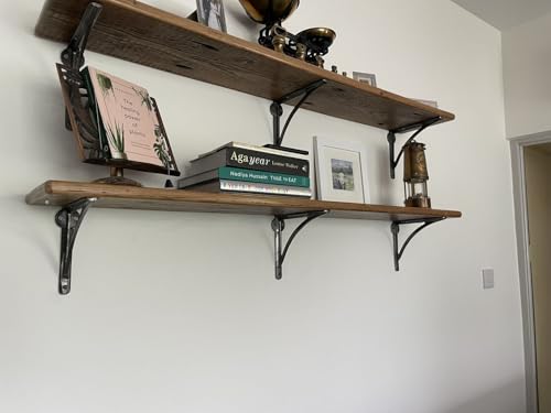 STYLENT Decor Decorative Brass Shelf Bracket, Heavy Duty and Antique Shelf Bracket for Shelving Modern L Shaped Design (Pack of 1) ( Black, 4.5 Inches)