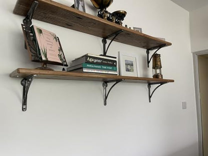 STYLENT Decor Decorative Brass Shelf Bracket, Heavy Duty and Antique Shelf Bracket for Shelving Modern L Shaped Design (Pack of 1) ( Black, 4.5 Inches)