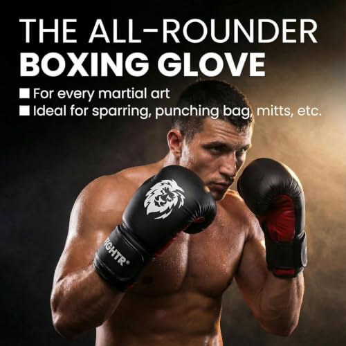 FIGHTR® Boxing Gloves - Pro Training Sparring Gloves - color: Black / Red, size: 14 oz