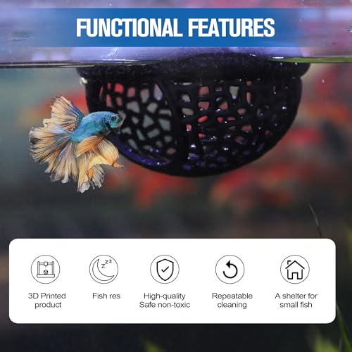 Floating Betta Hammock, Aquarium Floating Betta Fish Cave & Hammock, Shrimp Hide, Feeding and Resting Shelter (M) - color: Black, size: Medium