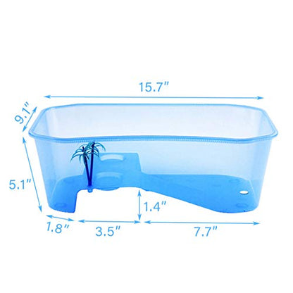 Plastic Turtle Tank Reptile Habitat Pet Terrariums Turtles Tank Aquarium Terrapin Topper Basking with Platform Plants,Durable,Safe, Non-Toxic(Blue) - color: Blue