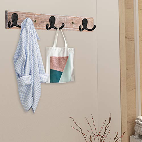 IBosins 10 Pack Black Double Prong Coat Hooks Wall Mounted with 20 Screws - color: 10 Pcs Black
