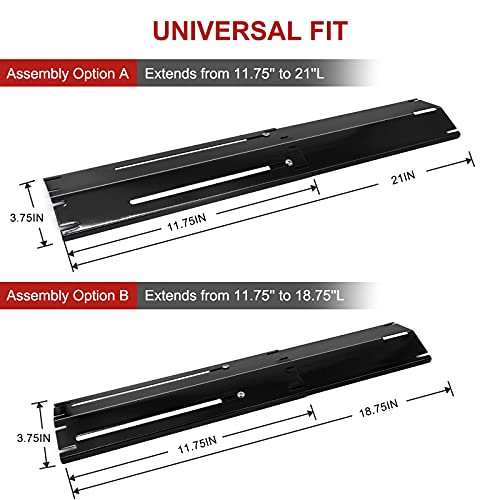 Universal Adjustable Grill Heat Plates/Heat Tents/Burner Covers/Heat Deflectors/BBQ Grill Heat Shields/Grill Cover Plates/Grill Diffuser for Gas Grill, Porcelain Steel Grill Replacement Parts (4-Pack) - color: 4-Pack