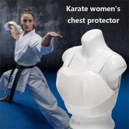 Women's Chest Protector Karate, Women Ribs Protector Taekwondo White Soft Shell - size: Medium