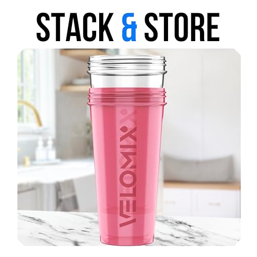 VELOMIX 2 Pack 28oz Protein Shaker Bottle, Pink/Transparent - color: B3) Pink / Transparent