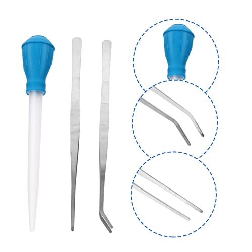 POPETPOP Fish Tank Accessories 3 Piece Cleaning Tool Set Tweezers Pipette Water Changer Lightweight Durable and Easy to Use