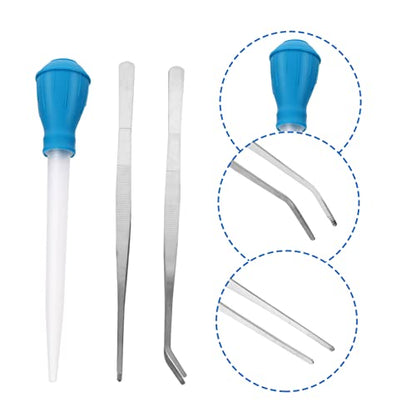 POPETPOP Fish Tank Accessories 3 Piece Cleaning Tool Set Tweezers Pipette Water Changer Lightweight Durable and Easy to Use