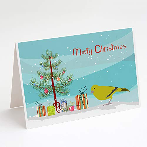 Caroline's Treasures CK4482GCA7P London Canary Merry Christmas Greeting Cards and Envelopes Pack of 8 Blank Cards with Envelopes Whimsical A7 Size 5x7 Blank Note Cards - style: Birds - London Canary