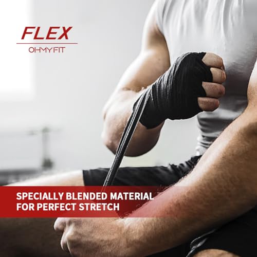 Flex Boxing Hand Wraps - 236 Inch/6M Extra Long for Premium Protection and Ultimate Performance - color: Black