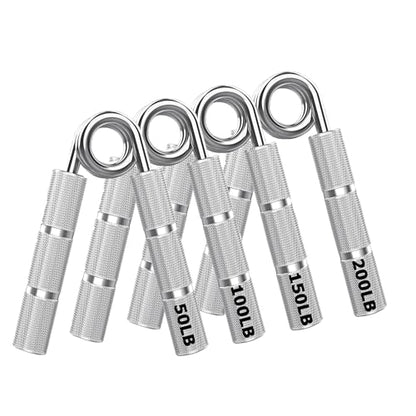 Silver 50LB-400LB Metal Hand Grip Strength Trainer Set - color: Silver, size: 4Pack(50LB-200LB)