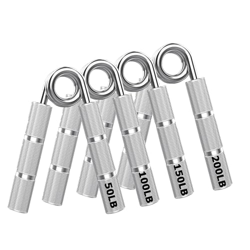 Silver 50LB-400LB Metal Hand Grip Strength Trainer Set - color: Silver, size: 4Pack(50LB-200LB)
