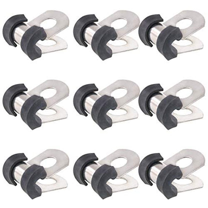 Keadic 20Pcs 3/16" (4mm) Cable Clamp Rubber Wire Clamps Stainless Steel Rubber Cushioned Insulated Clamps