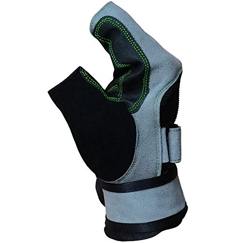 Meister Wrist Wrap Weight Lifting Gloves w/Gel Padding - color: Gray / Neon Green, size: X-Large