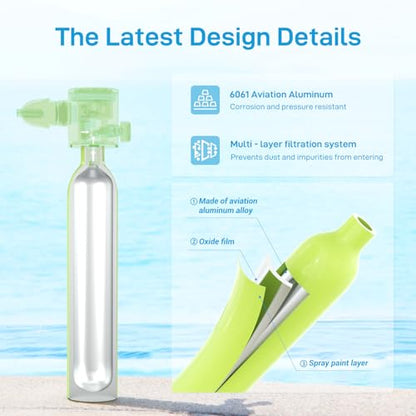 Mini Scuba Tank 0.5L Diving Tank with DOT Certification Reusable Lung Air Tank Backup Air Source Pony Bottle for Underwater Shooting and Emergency Rescue Operations - style: A-green(no Inflation Equipment)