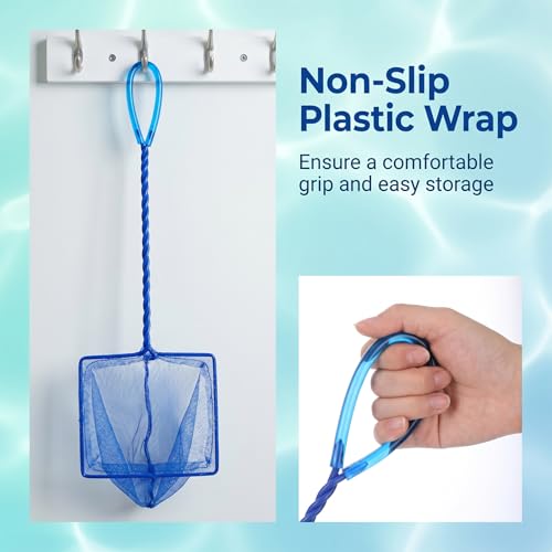 2 Pcs Fish Net for Fish Tank with 10 Inch Long Handle, Fine Mesh Aquarium Net Quick Catch Nylon Fishing Catch Nets