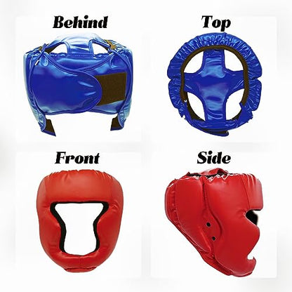 2 Pack Boxing Headgear for Men and Women, Adjustable Sparring Head Guard for Boxing, MMA, Kickboxing, Muay Thai and Taekwondo Training - color: Blue,Red