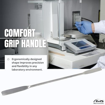 Stainless Steel Lab Laboratory Mini Double-Ended Spatula Micro Square/Round End Sampler - 9" (1)