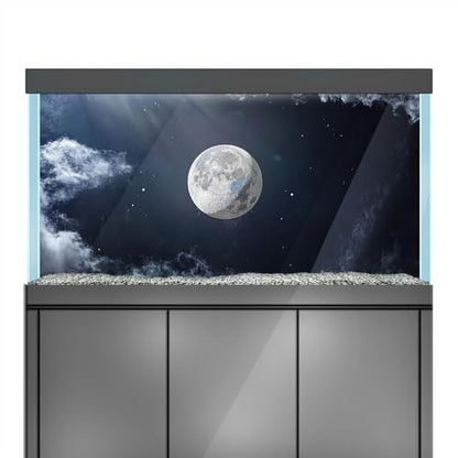Aquarium Background Stickers - Moon Space Star Night - Fish Tank Reptile Terrarium Decor Poster (45 x 30 cm / (17.7 x 11.8 inches))
