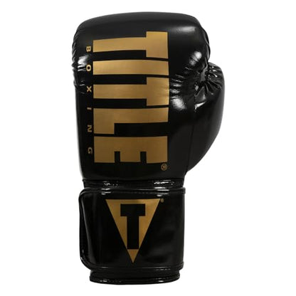 TITLE Boxing Inferno Intensity Elastic Training Gloves - color: Black/Gold, size: 16 oz