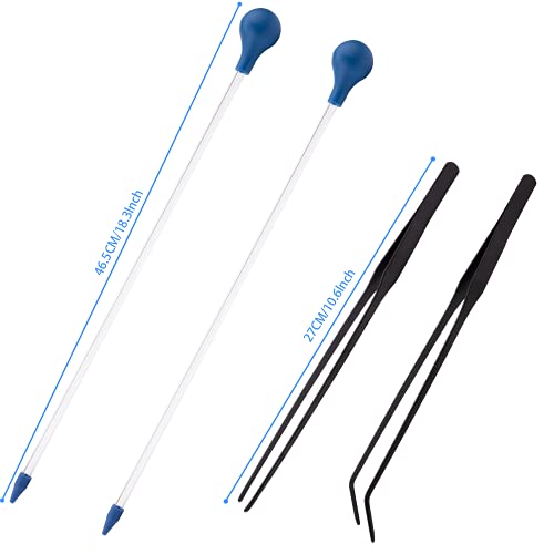 Aquarium Choice Coral Feeder Long Syringe, 2 Units, SPS HPS Marine Reef Coral Feeder Tool, 2 Tweezers for Coral Frag, Fish Excreta Cleaner - size: 2 units coral feeder and 2 units tweezers