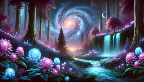 Fantasy Galaxy Starry Sky Aquarium Background Glowing Plants Fish Tank Background 24x12 Inches PVC Glass Container Decoration with Tapes