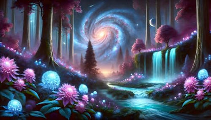 Fantasy Galaxy Starry Sky Aquarium Background Glowing Plants Fish Tank Background 24x12 Inches PVC Glass Container Decoration with Tapes