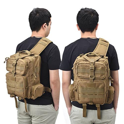 REEBOW GEAR Tactical Sling Bag Single Shoulder Every Day Carry Backpack - color: Style 03-tan