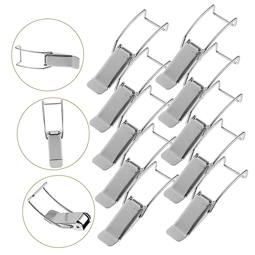 10Pcs Adjustable Pot Lid Hooks Spring Clip Kitchen Buckle for Pot Covers Multifunctional Carabiner for Cooking and Outdoor Use Non-Slip Design Random Color