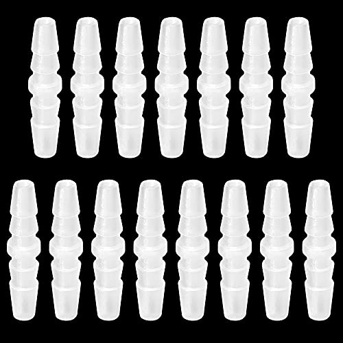 Feelers 1/4" x 1/4" Plastic Hose Barb Fitting 15 Pack, Equal Barbed Splicer Connector, Straight Union Adapter for Aquarium, Air Line, Fuel Line, Liquid Transfer