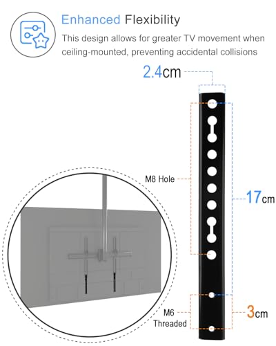 Steel VESA Extension Brackets for TV Ceiling/Wall Mounts, Adjustable Heavy Duty Vertical VESA Extender Replacement Bracket (Black) - color: Black (TV)