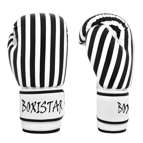 Athllete Boxistar Boxing Gloves, Boxing Gloves Men/Boxing Gloves Women, Available in 8 oz, 12 oz, 14 oz, 16 oz with Optimal Padding - color: Black/White, size: 16 oz
