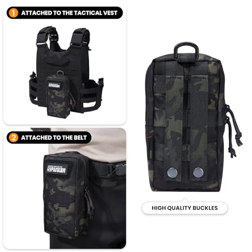 EXCELLENT ELITE SPANKER Tactical MOLLE Pouch EDC Utility Pouches Gadget Organizer Phone Holder Waist Bag Tool Pouch - color: Multicam Black