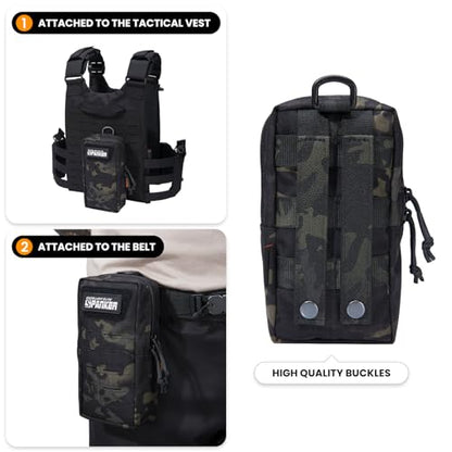 EXCELLENT ELITE SPANKER Tactical MOLLE Pouch EDC Utility Pouches Gadget Organizer Phone Holder Waist Bag Tool Pouch - color: Multicam Black
