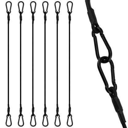 SDTC Tech 20 Inch Bungee Cord with Carabiner Hook, Black 5mm Dia. Cords | 6 Pack Superior Latex Straps Strong Small Elastic Rope with Clip for Luggage Rack, Shelves, Camping, Bike Rack, Hanging Plant - size: 20inch