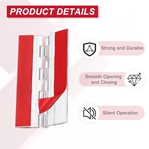 MECCANIXITY Small Acrylic Hinges Plastic Self-Adhesive Clear Hinge 75 x 45mm Continuous Piano Folding Hinges for Aquarium Lid Crafts Display Stand Pack of 4 Transparent - size: 75 x 45mm