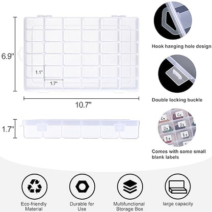 1 Pack 36 Grids Clear Plastic Organizer Box with Adjustable Dividers, Small Craft Organizers and Storage, Compartment Container for Bead, Nail, Jewelry, Art, DIY Crafts, Fishing Tackle, Small Items
