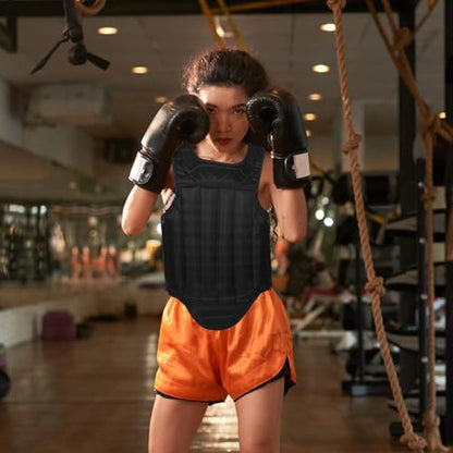 VICASKY Portable Sponge Chest Protector Guard for Men and Women, Black Medium Size Martial Arts Boxing Taekwondo Chest Protective Guard for Sparring and Impact Training