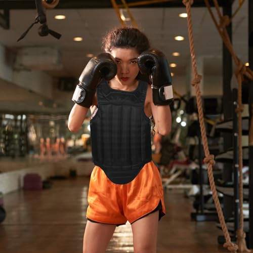 Breathable Boxing Chest Protector Guard Taekwondo Chest Guard with Impact Resistance Convenient Black Adult Size for Martial Arts and Combat Training