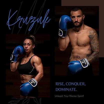 Kruzak Boxing Gloves for Men & Women, Sparring & Kickboxing Gloves, Muay Thai & MMA Gloves, 8-16 oz - color: Blue, size: 10 oz