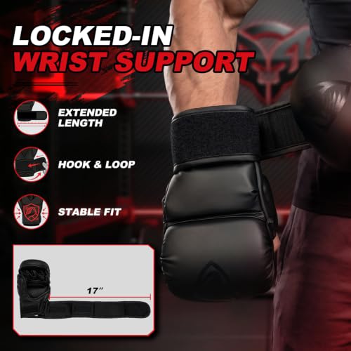 LIBERLUPUS MMA Gloves for Men – Punching Bag Gloves for Men, Open Palm Training Gloves for MMA Sparring, Kickboxing, Muay Thai, Youth Self-Defense, Durable Synthetic Leather with Wrist Support - size: Large-X-Large