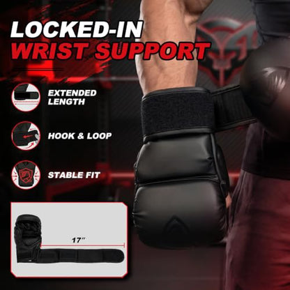 LIBERLUPUS MMA Gloves for Men – Punching Bag Gloves for Men, Open Palm Training Gloves for MMA Sparring, Kickboxing, Muay Thai, Youth Self-Defense, Durable Synthetic Leather with Wrist Support - size: Large-X-Large