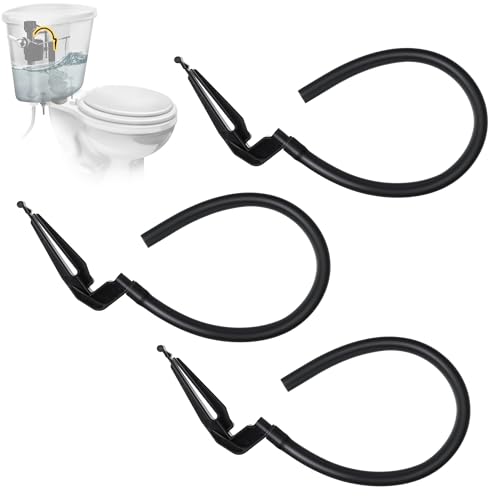 3 Pack Toilet Refill Tube and Clip Replacement, Toilet Repair Kit Inside Tank Compatible with 100, 200, 200A, 400A and Most Other Valves, 9.65” Length, Rubber and Plastic (Black) - color: Black