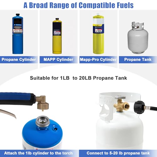 Propane Torch Weed Burner, Weed Torch Propane Burner for Outside, Blow Torch Gun for Propane Tank Weeds with 10FT Hose