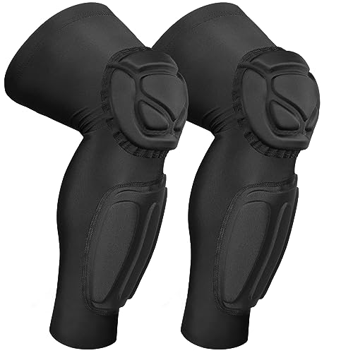 Padded Knee Calf Pads Compression Leg Sleeve Thigh Protector Gear Shin Brace for Football Basketball Volleyball Soccer Baseball for Adult (1 Pair) - color: mixblack, size: Medium