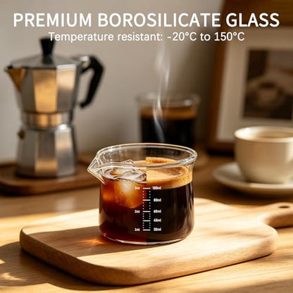 BCnmviku 3OZ Espresso Cup 100ML Shot Glass Measuring Cup, Small Clear Graduated Beaker with Precise Markings,Heat-Resistant Borosilicate Glass for Kitchen Baking, Lab Experiments